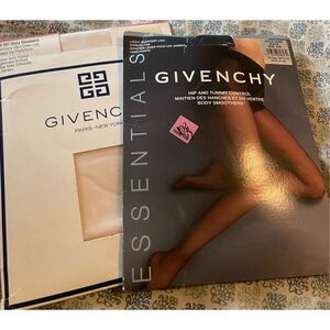 Givenchy Paris Control Top Pantyhose Body Gleamers BLUSH & Black Size B New